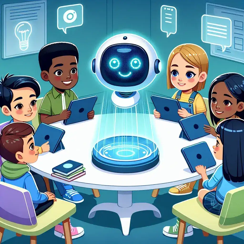 "Students collaborating on essay writing using Microsoft Word's AI-powered grading feature in a U.S. classroom setting."